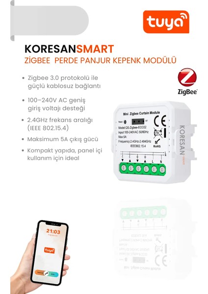 Zigbee Tuya Uyumlu Perde Panjur Kepenk Modülü modelleri