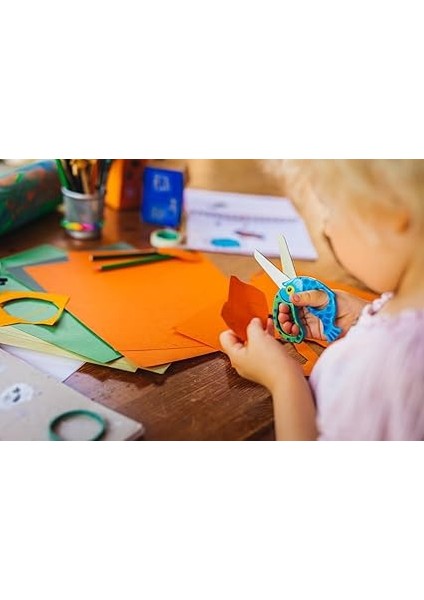 Çocuk Hayvan Makası Balık Motifli Sağ ve Sol Elini Kullananlar Için, Mavi, Uzunluk 13 cm modelleri