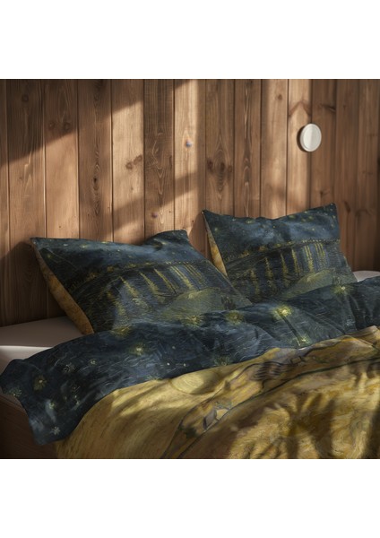 Starry Night Over The Rhône & Wheat Field With Reaper And Sun Nevresim Takımı - 200 cm x 220 cm fiyatları