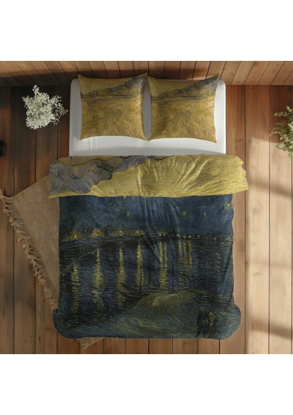 Starry Night Over The Rhône & Wheat Field With Reaper And Sun Nevresim Takımı - 200 cm x 220 cm