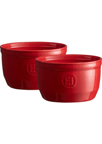 Henry Fransa&apos;da Üretilmiştir 240 ml Ramekin (2&apos;li Set), 4" x 2" 5", Bordo Kırmızısı