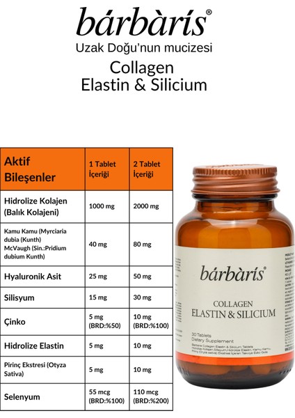 Collagen Elastın & Sılıcıum 30 Tablets-3 Paket modelleri