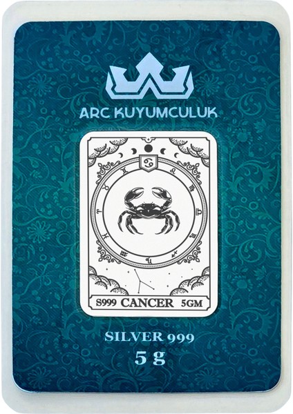 Temmuz Ayı Doğumlarına Özel Yengeç Burcu Sembolü Hediyeye Özel 5 Gram 999 Ayar Gümüş Külçesi-523