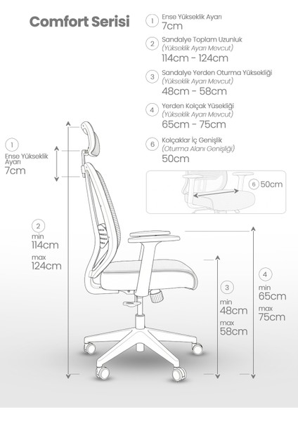 // Comfort Plus Dark Grey Ofis Koltuğu Makam Koltuğu Çalışma Koltuğu