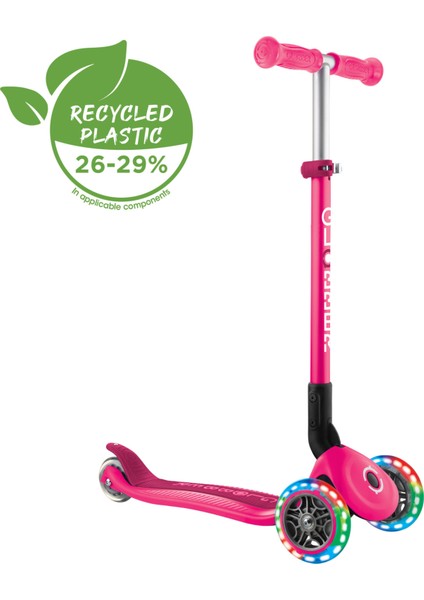 Prımo Katlanabilir Lıghts - Çocuklar Için 3 Tekerlekli Işıklı Scooter-Pembe