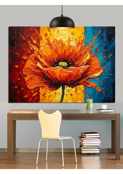 Kırmızı Gelincik Çiçeği Parlak Dekoratif Kanvas - Mdf Ahşap Tablo fiyatları