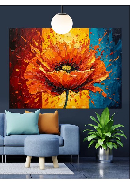 Kırmızı Gelincik Çiçeği Parlak Dekoratif Kanvas - Mdf Ahşap Tablo modelleri