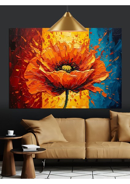 Kırmızı Gelincik Çiçeği Parlak Dekoratif Kanvas - Mdf Ahşap Tablo fırsatları