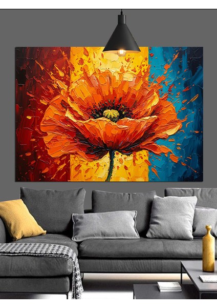 Kırmızı Gelincik Çiçeği Parlak Dekoratif Kanvas - Mdf Ahşap Tablo indirimleri