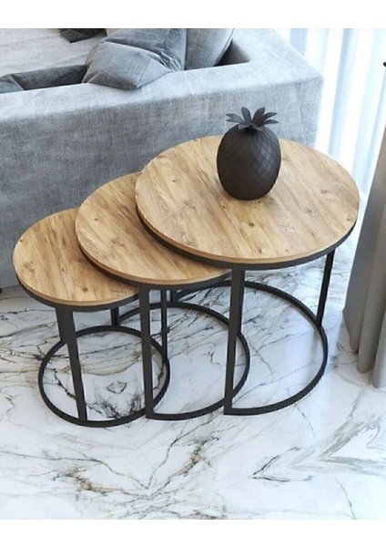 C Zigon Sehpa Atlantik Çam Metal Siyah Elektrostatik Boya Suntalem fırsatları