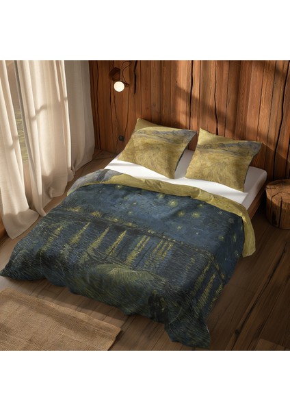 Starry Night Over The Rhône & Wheat Field With Reaper And Sun Nevresim Takımı - 200 cm x 220 cm