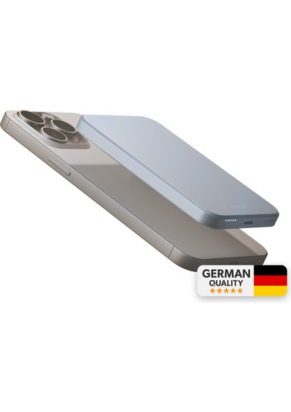 Magsafe Powerbank 5000 Mah Mavi Renk 20W Hızlı Taşınabilir Şarj Cihazı