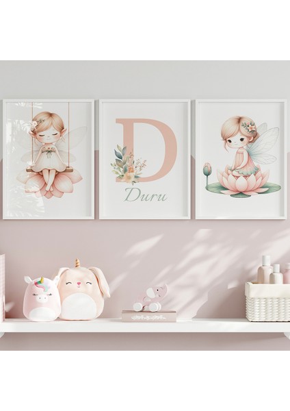 Çiçek Perisi Kız Bebek ve Çocuk Odası 3'lü Isim Tablo Seti, Çocuk Odası Tablosu modelleri