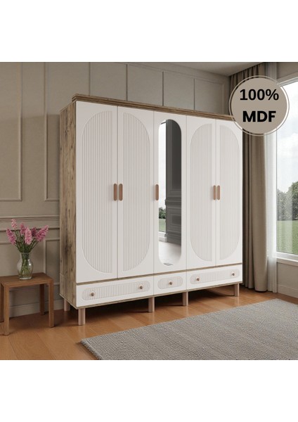 Sally 5 Kapaklı Aynalı Çekmeceli Mdf Gardırop fiyatları