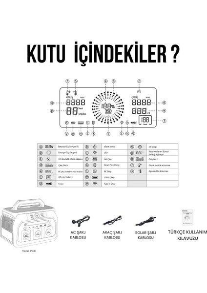 512WH | 1600W Max. Lifepo4 Taşınabilir Güç Kaynağı Dahili Fener ve Kablo Seti +4000 Döngü %99.99 Bms Çoklu Çıkış | P800 fırsatları
