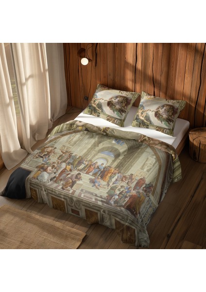 Atina Okulu & Adem'in Yaratılışı Çift Taraflı Nevresim Takımı - 200 cm x 220 cm