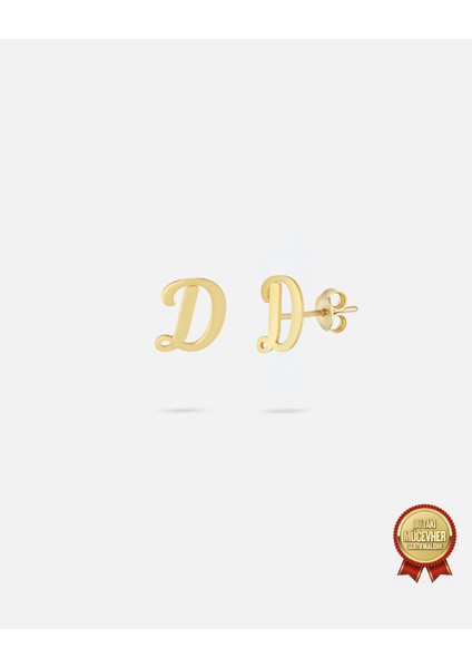 14 Ayar Altın Harfli Küpe