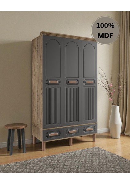 Perry 3 Kapaklı Mdf Çekmeceli Gardırop fiyatları