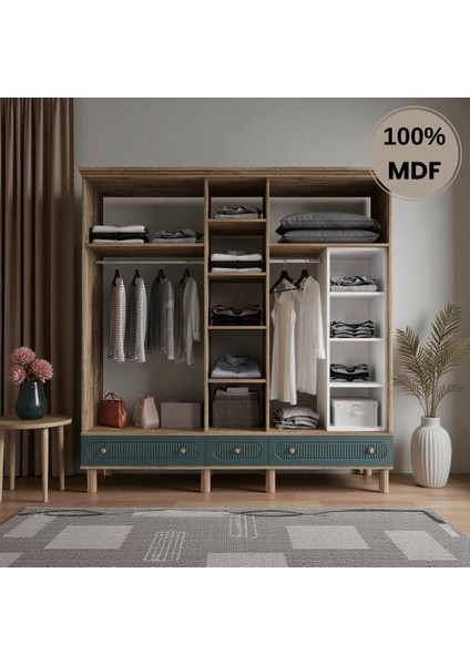 Sally 5 Kapaklı Aynalı Çekmeceli Mdf Gardırop modelleri