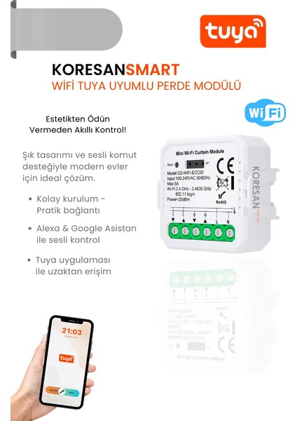 Wifi Tuya Uyumlu Perde Panjur Kepenk Modülü modelleri