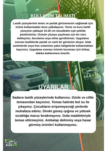 Lastik Parlatıcı Sprey 400ML modelleri