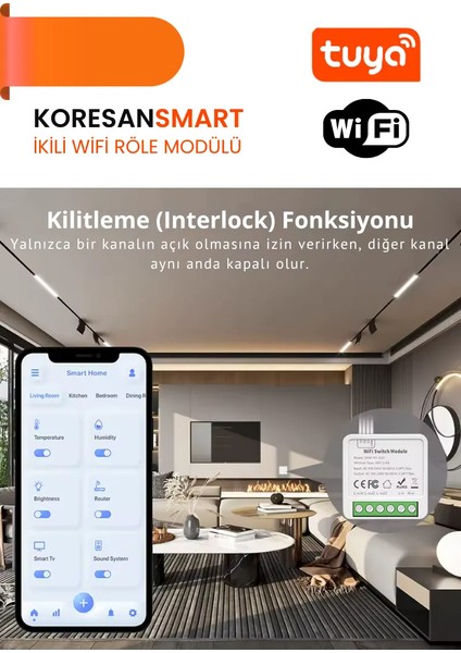 Ikili Wifi Tuya Röle Modülü