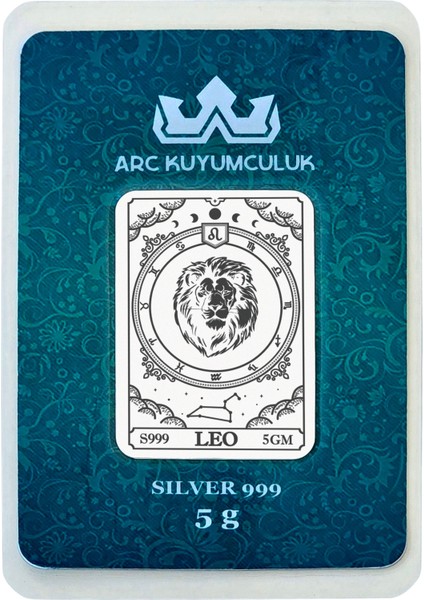Ağustos Ayı Doğumlarına Özel Aslan Burcu Sembolü Hediyeye Özel 5 Gram 999 Ayar Gümüş Külçesi-519