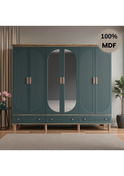 Sally 6 Kapaklı Aynalı Çekmeceli Mdf Gardırop fiyatları