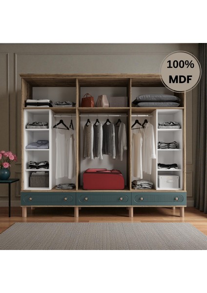 Sally 6 Kapaklı Aynalı Çekmeceli Mdf Gardırop modelleri