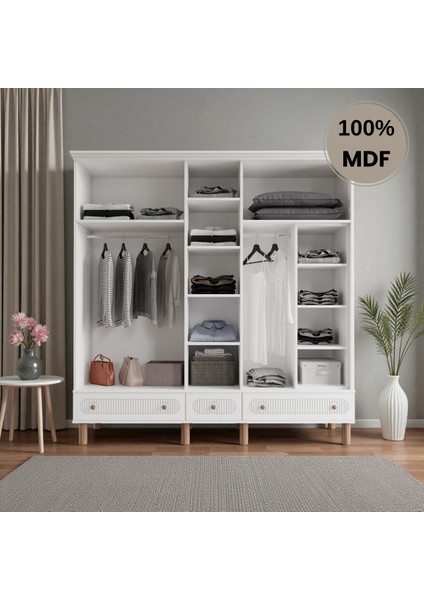 Sally 5 Kapaklı Aynalı Çekmeceli Mdf Gardırop modelleri