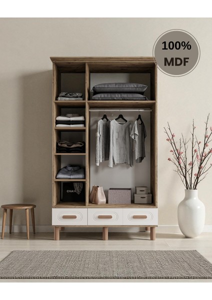 Perry 3 Kapaklı Mdf Çekmeceli Gardırop modelleri