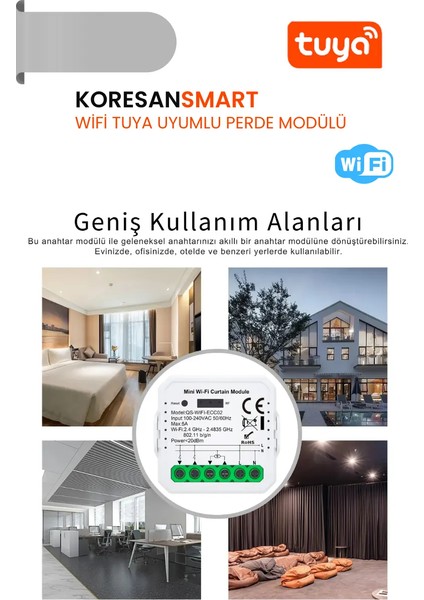 Wifi Tuya Uyumlu Perde Panjur Kepenk Modülü