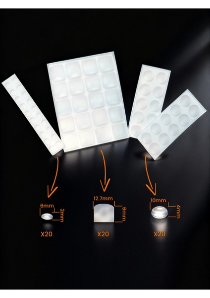 60 Adet Şeffaf Silikon Tampon Ped Seti 3 Boy Kendinden Yapışkanlı Çarpma Önleyici Sessiz Duvar Kapak Koruma fiyatları