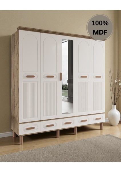 Otto 5 Kapaklı Aynalı Çekmeceli Mdf Gardırop fiyatları