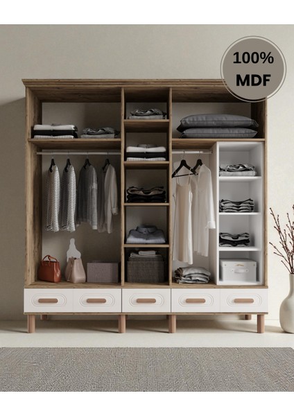 Otto 5 Kapaklı Aynalı Çekmeceli Mdf Gardırop modelleri