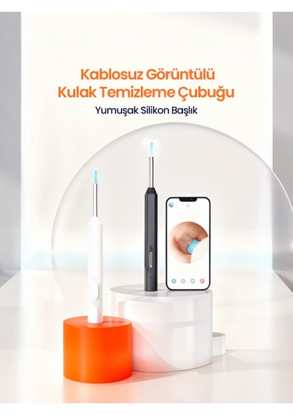 Wifi Kameralı Şarjlı Akıllı Kulak Temizleyici Görüntülü Kulak Temizleme Cihazı Silikon Başlıklı