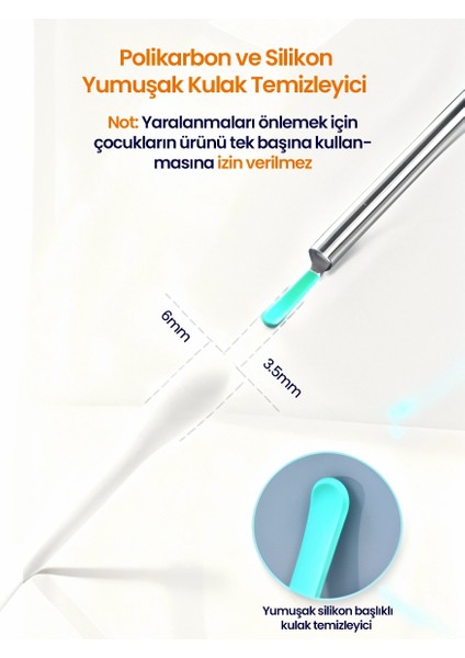 Wifi Kameralı Şarjlı Akıllı Kulak Temizleyici Görüntülü Kulak Temizleme Cihazı Silikon Başlıklı modelleri