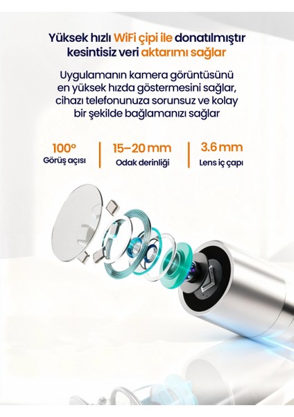 Wifi Kameralı Şarjlı Akıllı Kulak Temizleyici Görüntülü Kulak Temizleme Cihazı Silikon Başlıklı