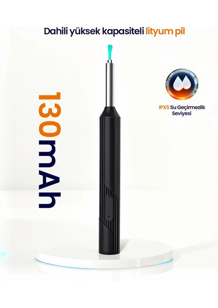 Wifi Kameralı Şarjlı Akıllı Kulak Temizleyici Görüntülü Kulak Temizleme Cihazı Silikon Başlıklı