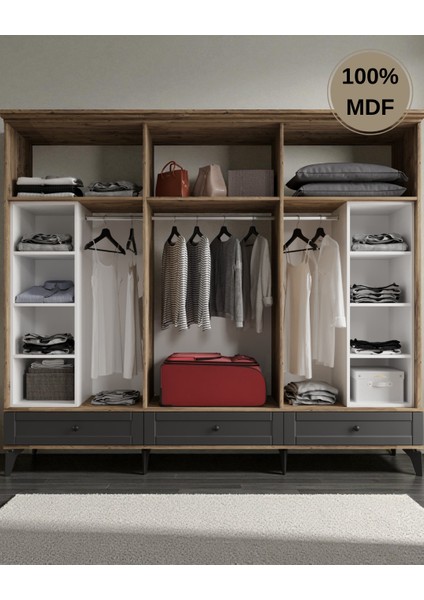Silva 6 Kapaklı Çekmeceli Mdf Gardırop modelleri