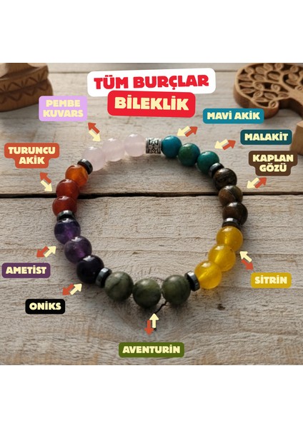 Tüm Burçlar Doğal Taş Bileklik – Enerji Dengeleyici, Tüm Burçlara Uygun Unisex Takı