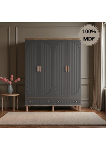 Sally 4 Kapaklı Çekmeceli Mdf Gardırop