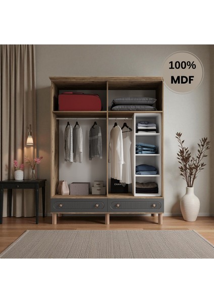 Sally 4 Kapaklı Çekmeceli Mdf Gardırop modelleri