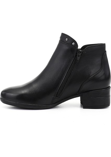 Kadın Siyah Fermuarlı Kalın Topuklu Hakiki Deri Bot modelleri