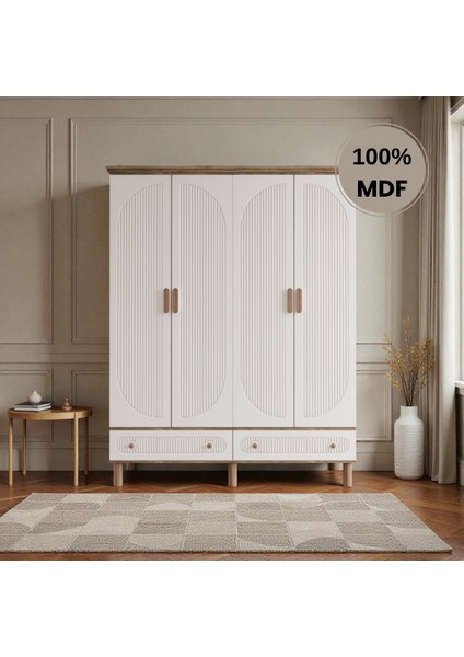 Sally 4 Kapaklı Çekmeceli Mdf Gardırop