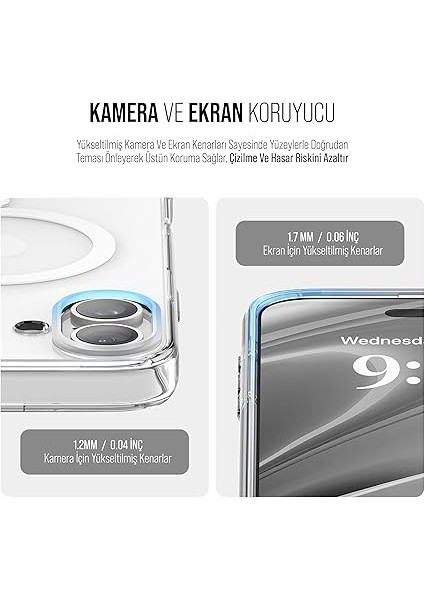 iPhone Magsafe Uyumlu Şeffaf Sert Kristal Mika Sararmaz Kılıf (Iphone 16) fırsatları