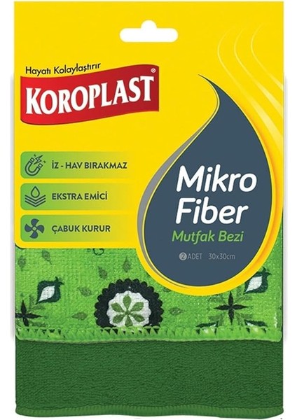 Mikrofiber Mutfak Bezi 2'li Set, Hızlı Kuruyan Uzun Ömürlü Mikrofiber Temizlik Bezi Seti, Yüksek Toz ve Sıvı Emiş Gücü, Mutfak, Ofis, Ev Için Tüy ve Çizik Bırakmayan Temizlik Bezi