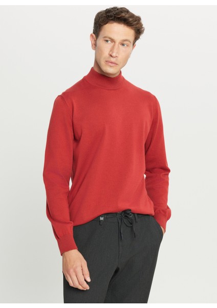 Yarım Balıkçı Yaka Standart Kiremit Erkek Kazak ACE043261438_KMT