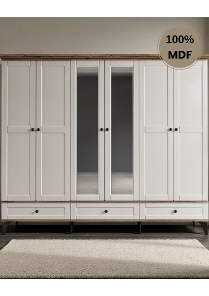 Silva 6 Kapaklı Çekmeceli Mdf Gardırop