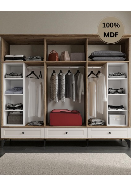 Silva 6 Kapaklı Çekmeceli Mdf Gardırop modelleri